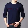 Top Quality Fashion Brand 95% Cotton 5% Spandex t Shirt For Men O Neck Plain Slim Fit Long Sleeve Tops Casual Men Clothes 240220