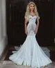 Simple Mermaid Wedding Dress Off the Shoulder Bridal Gowns See Through Lace Up Bride Dresses Custom Made Vestido de novia