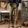 Hiqor homens cintura elástica calças de carga no homem algodão calças casuais masculino workwear hombre calças retas masculino tamanho grande 28-38 230226