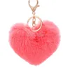 Fashion Red Love Heart Shaped Plush Keychain Couple Imitation Otter Rabbit Hair Ball Bag Pendant Car Pendant Lanyards Wholesale