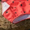 Mayo Tragren Küçük Kızlar Bikini Seti fırfırlı karpuz tohumları mayo kapalı omuz mayo yaz mayo yüzme plaj giymek