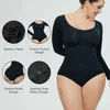 Cintura barriga shaper macacão feminino manga comprida espartilho corpo shaper macacão sem costura