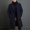 Herr ull iTutumn Winter Long Warm Trench Coat för män Solid Color Single Breasted Luxury Blends-Overcoat Topps Rockar Kläder