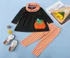 Ensembles de vêtements 3pcs bébé filles Halloween survêtement citrouille broderie manches longues chemisier pantalon à rayures écharpe ensemble enfants festival co9038086