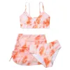 Badmode Europese stijl kinderbadpak Tie Dye driedelige set peutermeisjes bikini's