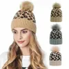 New Autumn Womens Beanie Warm Winter Leopard Print Wool Knit Hat Plain Ski Pom Wooly Cap160L