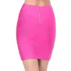 Rok HQBORY Rayon Hot Pink Hoge Taille Elastisch Gebreide Sexy Vrouwen Strips Mini Bandage Bodycon Kokerrok