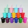 Creative Big Capacity Glitter Powder Tumblers PP Plastic Straw Cups Portable Outdoor Cold Drink Milk Tea Cup With Lock och Struals till Sea T9I002263