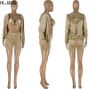 Sets HLJ&GG Fashion Velvet Matching 3 Piece Sets Women Bra + Long Sleeve Hooded Coat + Shorts Outfits Casual Solid Color Streetwear