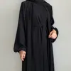 Vêtements ethniques Abaya 2 pièces Ensemble Femme musulmane Ensembles Abayas Kimono avec robe hijab sans manches tenue assortie islamique Dubaï Turquie Ramadan