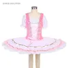 Abbigliamento da palco Corpetto in velluto rosso elasticizzato con gonna tutù in tulle pieghettato bianco Danceutus di danza classica pre-professionale per bambini e adulti BLL451