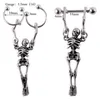 Orecchini pendenti 2 pezzi Halloween scheletro piercing capezzolo bilanciere anelli orecchio cartilagine trago pendente accessorio gioielli per feste