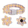 Ошейники для собак, хлопковый ошейник с цветком, регулируемый клетчатый галстук с цветочным принтом для маленьких, средних и больших девочек, щенков