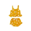 Ensembles de vêtements Été Enfants Bébé Fille Vêtements Daisy Fleurs Imprimer Sans Manches Volants Crop Débardeur Shorts Doux Coton Lin Tenues 0-5Y