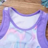 Summer Fashion Girls Tank Top Dance Stage Performance Workout Teens Tie-Dye Print Sleeveless Kids Girls Underwear Crop Top 240301