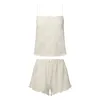 Indumenti da notte da donna Combhasaki Vintage 2 pezzi Summer Retro Lounge Set senza maniche in pizzo floreale Cami Top Pantaloncini trasparenti Set pigiama