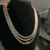 2023 Best verkopende hiphop ijs uit sieraden S925 3 mm 4 mm los synthetische steen Moissaniet diamant tennisketting