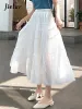 Dresses Jielur Summer Skirts Women Fashion Cute Frilly Ing High Waist Aline Ruffle Long Midi Chiffon Skirt White Black