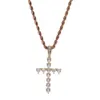 Hip Hop Mode Charme Forme De Coeur Zircon Croix Pendentif Collier Bijoux En Cristal 18k Réel Plaqué Or Femmes Hommes Religion Bijoux