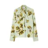 T-shirt Jil* San* German Fashion Designer Brand Autumn Women Blus Shirt Topps Scarf Collar Long Sleeve Elegant Floral Printing Classic