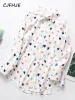 Shirt CJFHJE automne nouvelles femmes chemise blanche mode multicolore amour coeur peinture impression à manches longues col rabattu Blouse Chic hauts