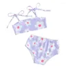 Bekleidungssets Kleinkind Baby Mädchen Badeanzug 2 Stück Bikini Set ärmelloses Cami Top und Shorts Blumen Badeanzug Sommer Strand Bademode