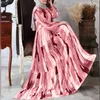 エスニック服ザンゼアラマダンアバヤイスラム教徒ファッションマキシドレス女性ビンテージプリントサンドレス秋のローブフェムボヘミアン長袖