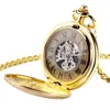 Golden Automatic Mechanical Pocket Watch FOB för sjuksköterska lyxiga moden Trendiga Stylish Shield Pendant Män Kvinnor Julgåva 240220