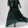 Abiti da lavoro Miyake Verde Manica lunga a sbuffo Abiti Eleganti Para Mujer De Noche Abito da gala per le donne Set gonna Robe Party Fiesta Prom