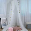 Nordic Princess Crown Dome Tent Mosquito Net 7-layer Mesh Bed Curtain Childrens Room Decoration Girl Pink Crib Canopy Beds Kids 240220