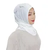 イスラム教徒の女性のためのエスニック服のデザインスナップファスナーインスタンドヒジャーブフルカバーヘッドラップターバンスカーフラマダンヘッドラップキャップを着用する準備ができている