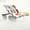 Sunglasses Photochromic Vintage Rimless Men Luxury Carter Glasses Big Square Sunnies for Driving Fishing Retro Style Shades Wood Buffalo Horn Temple Unique 240305