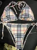 Bikini kvinnors badkläder designer baddräkter sommar baddräkt stripe check mönster set mode bikinis bawei963