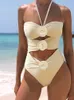 Peachtan Taille Badeanzug Damen Braut Einteiliger Badeanzug Frauen 2023 Halter Bademode Bikini Push Up High Leg Beach Wear
