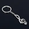 New key chain key ring silver plated musical note keychain for car metal music symbol chains2749