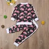 37 jaar kinderen baby meisje kleding set bloemenprint lange mouw sweatshirt broek outfits peuter herfst trainingspak kleding 240226