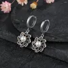 Dangle Earrings Vintage 925 Sterling Silver Pearl Luxury Flower Shaped Zircon Drop Earring Female Fine Jewelry Anniversary Party Gift