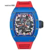 Exklusive Uhr, heiße Armbanduhren, RM-Armbanduhr Rm030, blaue Keramikseite, rotes Paris-Limited-Zifferblatt, 42,7 x 50 mm, mit Versicherung