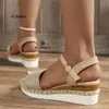 Moda sandálias de cunha de lona para mulheres verão 2023 casual alpercatas plataforma sandles mulher sola grossa não deslizamento sapatos gladiador