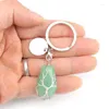 Keychains 10st Handmased Tree of Life Coffin Shape Keyrings Lucky Natural Stone Crystal Quartz Keychain Key Ring Bag Acc Jewelry