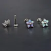 8PCS Wholesale G23 Steel Opal Gem Labret Lip Ring Cubic Zircon Flower Ear Cartilage Tragus Helix Piercing Jewelry 16g 240228