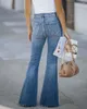 Women's Jeans Slim Fit Vintage Washed Denim Flare High-waisted Split Y2k Straight Loose Wide-leg Trousers
