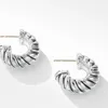 Boucles D'oreilles Tige "Crevette Câble Sculptée En Argent Massif S925 En Argent"