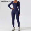Kadınların Trailtsits Bayan Spor Giyim Tulum Uzun Kollu Yoga Takım Gym Push Up Fitness Takım Hızlı Kurutma Yoga All-In-One J240305