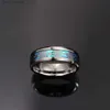 Anneaux de bande BONLAVIE couleur argent noeud rainure Anillo Hombre bleu opale hommes tungstène anneau de mariage AAA qualité L240305