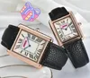 Top marque hommes et femmes réservoir chiffres romains cadran montres boîtier carré bracelet en cuir mouvement à quartz horloge rose or argent couleur mignon femmes robe montre cadeaux