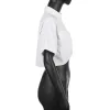 Hemd Echoine Solid White Twisting Short Sleeve Crop Top Shirt Vneck Sexy Party Night Clubwear Polo Collar Pocket Top Summer Women