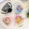 50pcs 10x14 13x18 16x23CM Sacs en organza imprimés marguerites Sacs d'emballage de bijoux Décoration de fête de mariage Sac à cordon Pochettes cadeaux 240301