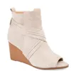 Herfst bruine dames laarsjes open teen hak enkellaarsjes dames peep toe schoenen