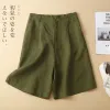 Shorts Women's Shorts Cotton Linen High Waisted Short Pants Casual Loose Solid Purple Button Summer Shorts for Women